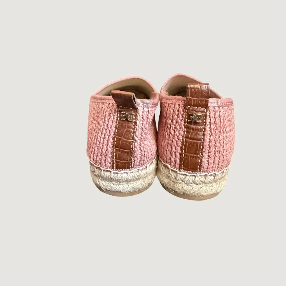 Sam Edelman Khloe Espadrille Flats Pink Raffia Rose Rope‎ Slip On Loafers 9.5